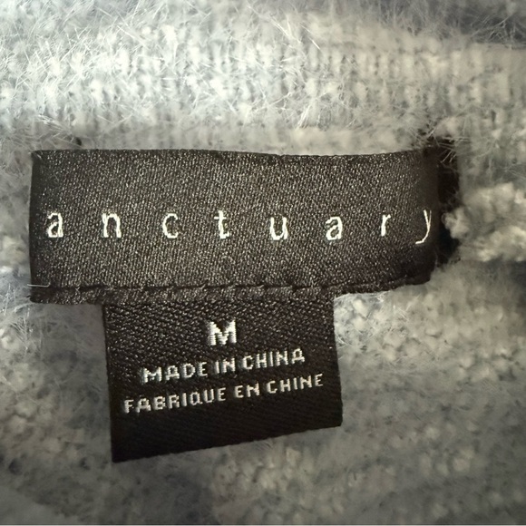 Sanctuary | Eyelash Knit Puff Sleeve Sky Blue Sweater | Sz M - Picture 5 of 6